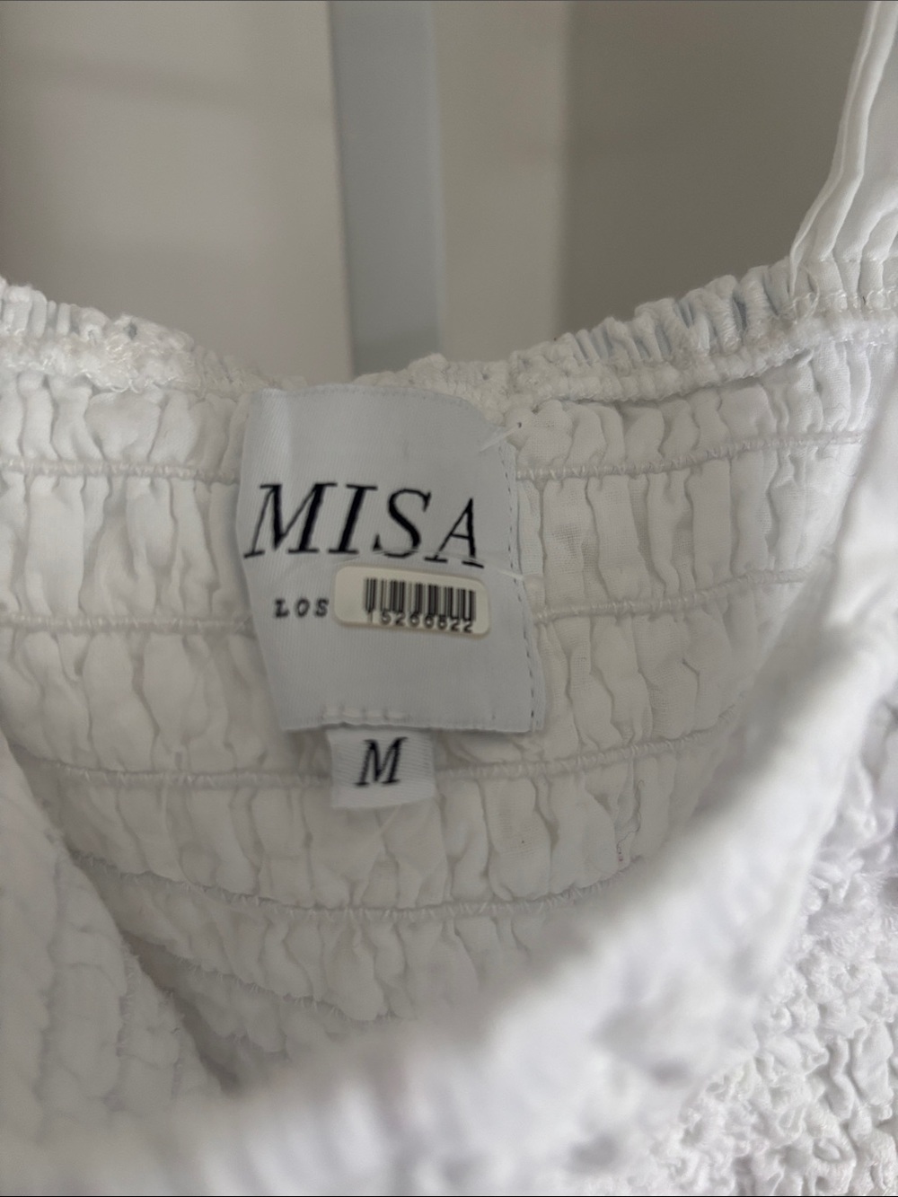 Misa Los Angeles Abelia Top White Smocked Eyelet Flutter Sleeve Crop Top Size S - Picture 8 of 8